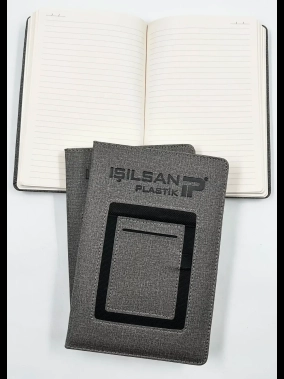 15 x 21 cm Termo Deri Sert Kapaklı Tarihsiz Defter 160 Sayfa Holmen Kitap Kâğıdı Çizgili Kalemlik, Telefon ve Kartlık Cepli Ekonomik Model