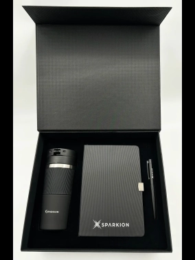 Kapaklı Metal Kalem, Termo Deri Defter & 400 ml Termos Bardak Kutulu VIP Hediye Seti