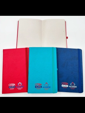 13 x 21 cm Termo PU Sert Kapaklı Tarihsiz Defter, 160 Sayfa, 70 gr. Nostaljik Çizgili İç Kağıt, Esnek Lastikli, Kalem Tutuculu