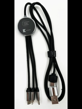 120 cm Işıklı Logolu 3'ü 1 Arada Şarj Kablosu (USB-C, Lightning, Micro USB)