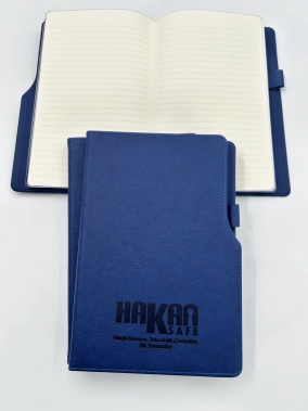 14,5 x 21 cm Termo Deri PU Sert Kapaklı Tarihsiz Defter, 224 Sayfa, 80 gr Ivory Krem Çizgili İç Kağıt, Kenar Boyalı, Kalem Tutuculu