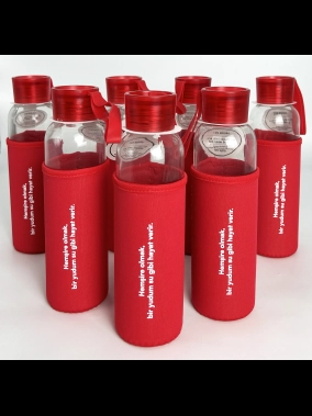 500ml Kılıflı Geri Dönüştürülmüş Cam Su Şişesi