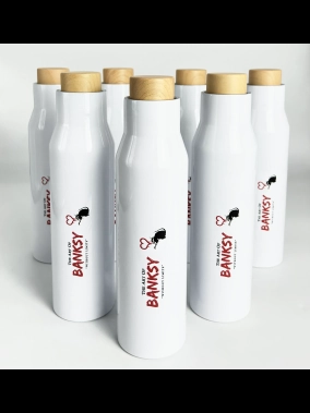 500 ml Çift Duvarlı Bambu Çevirmeli Kapaklı Paslanmaz Çelik Termos