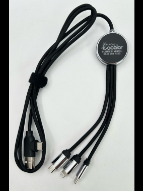 120 cm Işıklı Logolu 3'ü 1 Arada Şarj Kablosu (USB-C, Lightning, Micro USB)
