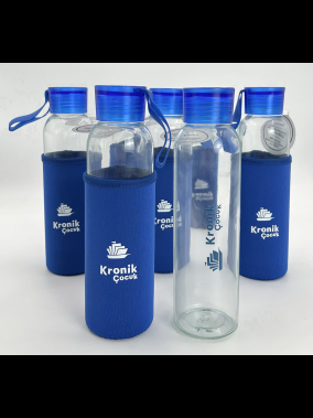 500ml Kılıflı Geri Dönüştürülmüş Cam Su Şişesi