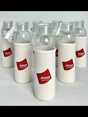 500ml Kılıflı Geri Dönüştürülmüş Cam Su Şişesi