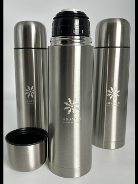 750 ml Bardak Kapaklı Paslanmaz Çelik Termos (Deri Taşıma Çantalı)