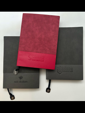 15 x 21 cm Yumuşak Termo Deri Kapaklı Tarihsiz Defter, 224 Sayfa, 80gr. Ivory Çizgili İç Kağıt, Renkli Kenarlı