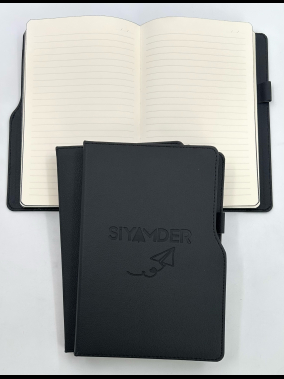 14,5 x 21 cm Termo Deri PU Sert Kapaklı Tarihsiz Defter, 224 Sayfa, 80 gr Ivory Krem Çizgili İç Kağıt, Kenar Boyalı, Kalem Tutuculu