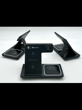 Apple Watch, Bluetooth Kulaklık ve Telefon Uyumlu 3’ü 1 Arada Kablosuz Şarj Standı