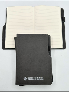 14,5 x 21 cm Termo Deri PU Sert Kapaklı Tarihsiz Defter, 224 Sayfa, 80 gr Ivory Krem Çizgili İç Kağıt, Kenar Boyalı, Kalem Tutuculu