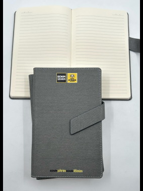 13 x 21 cm Termo PU Sert Kapaklı Tarihsiz Defter, 224 Sayfa, 70 gr Ivory Çizgili İç Kağıt, Mıknatıslı Toka