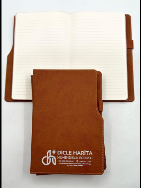 14,5 x 21 cm Termo Deri PU Sert Kapaklı Tarihsiz Defter, 224 Sayfa, 80 gr Ivory Krem Çizgili İç Kağıt, Kenar Boyalı, Kalem Tutuculu