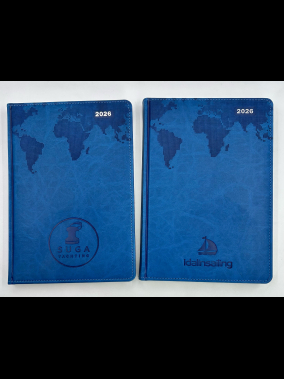 17 x 24 cm Dünya Haritalı Termo Deri Sert Kapaklı Günlük Tarihli Ajanda 336 Sayfa 70 gr Ivory Krem Çizgili İç Kağıt