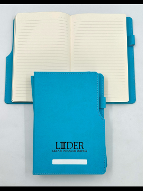 14,5 x 21 cm Termo Deri PU Sert Kapaklı Tarihsiz Defter, 224 Sayfa, 80 gr Ivory Krem Çizgili İç Kağıt, Kenar Boyalı, Kalem Tutuculu