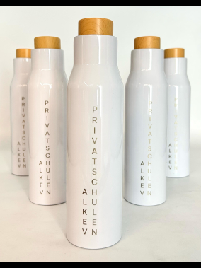 500 ml Çift Duvarlı Bambu Çevirmeli Kapaklı Paslanmaz Çelik Termos