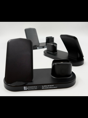 Wireless Kablosuz Şarj Standı (10W Hızlı Şarj, Lightning Girişli Kulaklık Yuvalı)