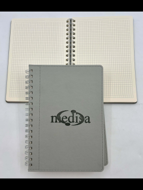 17 x 24 cm Spiralli Termo PU Sert Kapaklı Tarihsiz Defter, 240 Sayfa, 80 gr Ivory Krem Kareli İç Kağıt