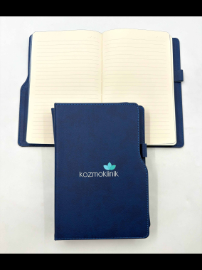 14,5 x 21 cm Termo Deri PU Sert Kapaklı Tarihsiz Defter, 224 Sayfa, 80 gr Ivory Krem Çizgili İç Kağıt, Kenar Boyalı, Kalem Tutuculu