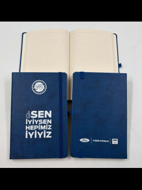 13 x 21 cm Termo PU Sert Kapaklı Tarihsiz EKONOMİK Defter, 160 Sayfa, 60 gr Holmen Krem Çizgili İç Kağıt, Esnek Kapak Lastikli, Kalem Tutuculu