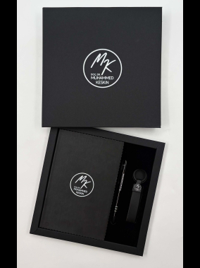 Defter, Metal Kalem & Deri Anahtarlık Kutulu Hediye Seti