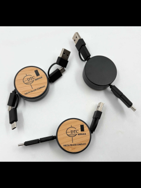 EVA Çantalı Bambu Logolu 80 cm Makaralı 3’ü 1 Arada Şarj Kablosu (USB-C, Lightning, Micro USB)