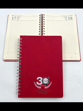 17 x 24 cm Spiralli Termo Deri Kapaklı Günlük Tarihli Ajanda 336 Sayfa 70 gr Ivory Krem Çizgili İç Kağıt