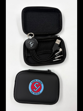 EVA Çantalı Işıklı Logolu 15 cm Anahtarlık Tipi 3’ü 1 Arada Şarj Kablosu (USB-C, Lightning, Micro USB) – Veri Aktarımlı