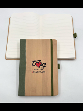 15 x 21 cm Termo Deri Bambu Detaylı Kapaklı Defter 224 Sayfa 80 gr Ivory Krem Çizgili
