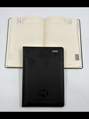 17 x 24 cm Dünya Haritalı Termo Deri Sert Kapaklı Günlük Tarihli Ajanda 336 Sayfa 70 gr Ivory Krem Çizgili İç Kağıt