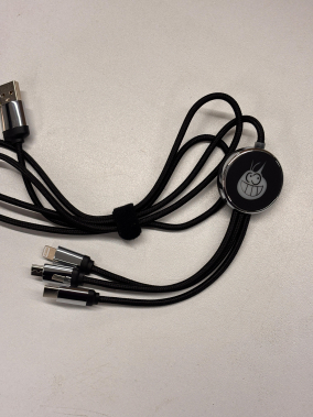 EVA Çantalı 120 cm Işıklı Logolu Çoklu Şarj Kablosu (USB-C, Lightning, Micro USB)