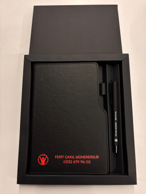 Termo Deri Defter & Metal Roller Kalem Kutulu Hediye Seti