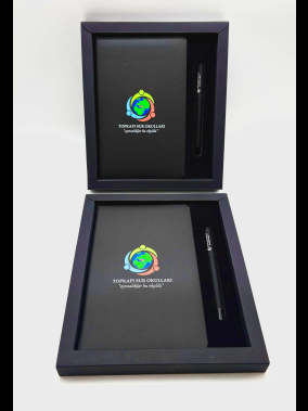 13×21 Ciltbezi Defter & Metal Roller Kalem Kutulu Hediye Seti