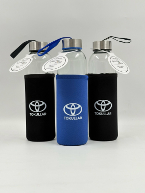 500ml Renkli Kılıflı Cam Matara