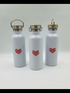 500 ml Bambu Kapaklı Paslanmaz Çelik Termos