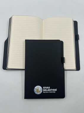 14,5 x 21 cm Termo Deri PU Sert Kapaklı Tarihsiz Defter, 224 Sayfa, 80 gr Ivory Krem Çizgili İç Kağıt, Kenar Boyalı, Kalem Tutuculu