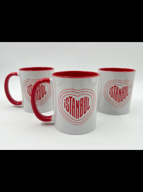 Süblimasyon Porselen Kulpu ve İçi Renkli Kupa - Kutulu