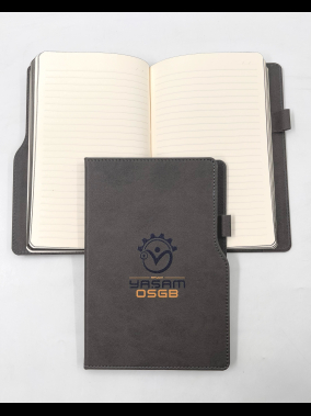 14,5 x 21 cm Termo Deri PU Sert Kapaklı Tarihsiz Defter, 224 Sayfa, 80 gr Ivory Krem Çizgili İç Kağıt, Kenar Boyalı, Kalem Tutuculu