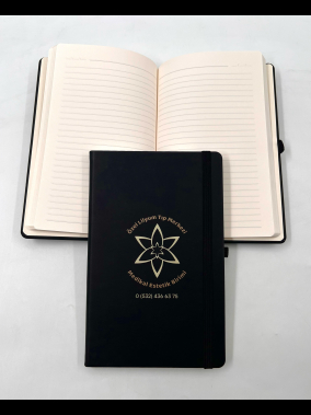 13 x 21 cm Termo Deri Sert Kapaklı Tarihsiz Defter 224 Sayfa 70 gr Ivory Krem Çizgili