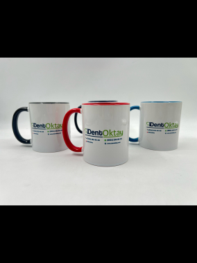 Süblimasyon Porselen Kulpu ve İçi Renkli Kupa - Kutulu