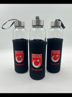 500ml Renkli Kılıflı Cam Matara