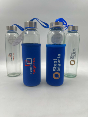 500ml Renkli Kılıflı Cam Matara