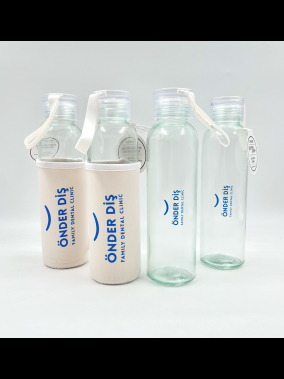 500ml Kılıflı Geri Dönüştürülmüş Cam Su Şişesi