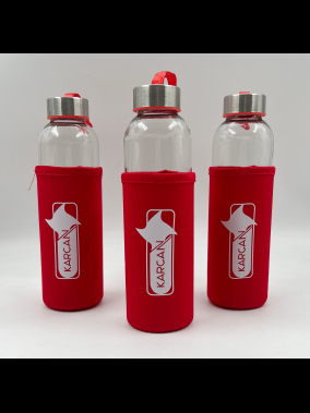 500ml Renkli Kılıflı Cam Matara