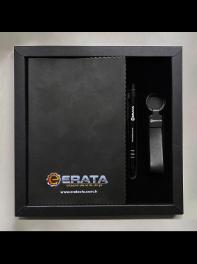 Defter, Metal Kalem & Deri Anahtarlık Kutulu Hediye Seti