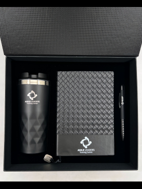 Touchpen Diamond Kalem, 14×21 Kenarları Boyalı Termo Deri Defter & 450 ml Termos Tipi Çelik Kupa Bardak Kutulu VIP Hediye Seti