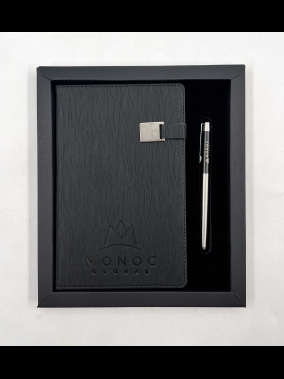 13×21 Termo Deri Defter & Metal Roller Kalem Kutulu Hediye Seti (Karton Kutu)