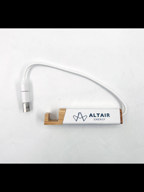 Bambu Malzemeli Telefon Tutucu Özellikli USB Çoklayıcı Hub (1×USB‑C + 2×USB 2.0, Geri Dönüştürülmüş Gövde)