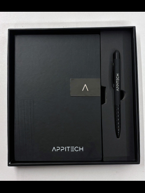 14×21 Termo Deri Sert Kapaklı Defter & Touchpen Diamond Kalem Kutulu VIP Hediye Seti