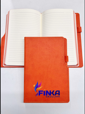 14,5 x 21 cm Termo Deri PU Sert Kapaklı Tarihsiz Defter, 224 Sayfa, 80 gr Ivory Krem Çizgili İç Kağıt, Kenar Boyalı, Kalem Tutuculu